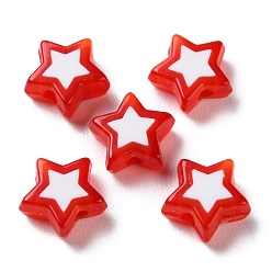 Red Star Acrylic Beads, Bead in Bead, Red, 8.5x9x4mm, Hole: 1.8mm, about 2941pcs/500g