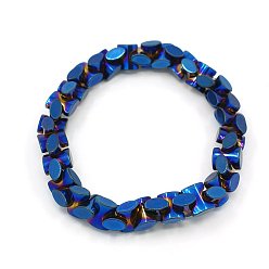 Blue Fashion Non-Magnetic Synthetic Hematite Stretchy Bracelets, Blue, 47mm