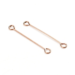 Rose Gold Ion Plating(IP) 304 Stainless Steel Eye Pins, Double Sided Eye Pins, Rose Gold, 26.5x0.6mm, Hole: 1.5mm