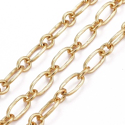 Real 18K Gold Plated Brass Chains, Oval Link Chains, with Spool, Long-Lasting Plated, Unwelded, Real 18K Gold Plated, Link: 9x4.5x1mm, 5x4x1mm, 5m/Roll