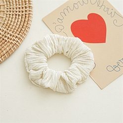 Floral White Velvet Elastic Hair Accessories, for Girls or Women, Scrunchie/Scrunchy Hair Ties, Floral White, 100mm