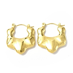 Oro Chapado en iones (ip) 304 aretes de aro en forma de lágrima con torsión hueca de acero inoxidable para mujer, dorado, 23x20x4 mm, pin: 0.7 mm