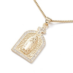 Arch Collar con colgante de religión de circonita cúbica transparente, oro 304 joyas de acero inoxidable para mujer., arco, 16.26 pulgada (41.3 cm), colgante: 32x27.5x3 mm