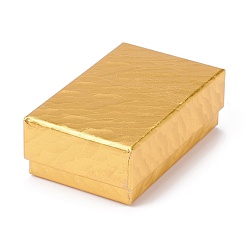 Oro Caja de regalo de cartón cajas de joyería, para el collar, Esposas, con esponja negra adentro, Rectángulo, oro, 8.3x5.2x2.9 cm