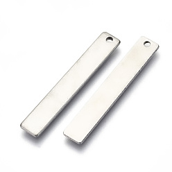 Stainless Steel Color 201 Stainless Steel Pendants, Stamping Blank Tag, Rectangle/Bar, Stainless Steel Color, 32x5x1mm, Hole: 1.4mm