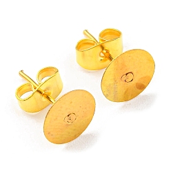 Oro Hallazgos de aretes de hierro, almohadillas para pendientes planas y redondas con cierre de mariposa, dorado, 8 mm, 100 unidades / bolsa
