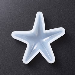 White Silicone Molds, Resin Casting Molds, For UV Resin, Epoxy Resin Jewelry Making, Starfish/Sea Stars, White, 60x85x20mm