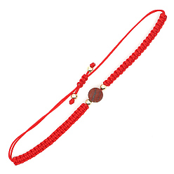 Jaspe Rouge Bracelet de perles tressées rondes en jaspe rouge naturel, bracelet réglable rouge, perle: 8 mm