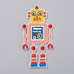 Colorful Computerized Embroidery Cloth Iron on/Sew on Patches, Costume Accessories, Appliques, for Backpacks, Clothes, Robot, Colorful, 77x39x2mm