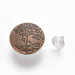 Antique Bronze & Stainless steel Color Iron Button Pins for Jeans, Garment Accessories, Flat Round with Pattern, Antique Bronze & Stainless steel Color, 20x7mm, Hole: 1.5mm, Pin: 0.9~2.5mm