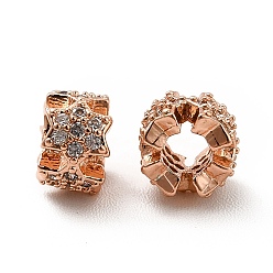 Real Rose Gold Plated Rack Plating Brass Micro Pave Cubic Zirconia Spacer Beads, Long-Lasting Plated, Cadmium Free & Lead Free, Flower, Real Rose Gold Plated, 6x4.5mm, Hole: 2.1mm