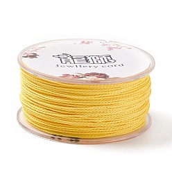 Yellow Round Waxed Polyester Cord, Twisted Cord, Yellow, 1mm, about 49.21 Yards(45m)/Roll