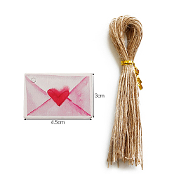 Envelope Paper Gift Tags, Hange Tags, with Hemp Rope, For Wedding, Valentine's Day, Envelope Pattern, 3x4.5cm, 50pcs/set