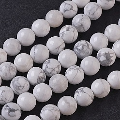 Howlite Chapelets de perles howlite naturelles , ronde, 8~8.5mm, Trou: 1mm, Environ 46 pcs/chapelet, 15.59 pouce