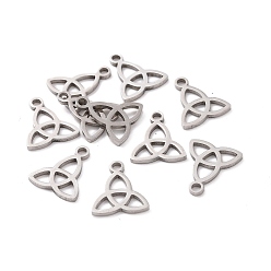 Stainless Steel Color 304 Stainless Steel Charms, Trinity Knot/Triquetra, Irish, Stainless Steel Color, 13.3x11.7x1mm, Hole: 1.5mm