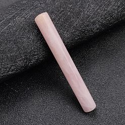 Cuarzo Rosa Adornos de piedra de columna curativa de cuarzo rosa natural, Piedra de reiki para terapia de meditación de equilibrio energético., 75x10 mm