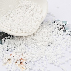 Blanc Fumé Perles de rocaille en verre de couleurs opaques, cylindre, fumée blanche, 2x1.5mm, Trou: 1mm