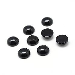 Agate Noire Cabochons de pierre gemme agate noire teinte naturelle, demi-tour, 6x3mm