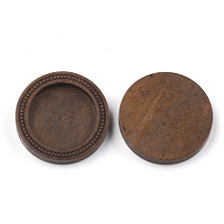 SillínMarrón Ajustes de madera cabujón, plano y redondo, saddle brown, Bandeja: 20~20.5 mm, 28x5 mm