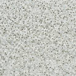 (2100) Silver Lined Milky White Cuentas de semillas redondas toho, granos de la semilla japonés, (2100) blanco lechoso con forro plateado, 11/0, 2.2 mm, agujero: 0.8 mm, Sobre 5555 unidades / 50 g