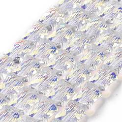 Clair Brins de perles de verre transparentes plaquées à facettes, demi arc-en-ciel plaqué, torsion rectangle, clair, 10x8x5mm, Trou: 1.5mm, Environ 49 pcs/chapelet, 20.47~20.8 pouce (52~53 cm)