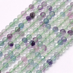 Fluorita Perlas naturales fluorita hebras, facetados, rondo, 4 mm, agujero: 0.5 mm, sobre 96 unidades / cadena, 15.5 pulgada (39.5 cm)
