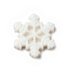 White Christmas Theme Resin Cabochons, Snowflake, White, 26.5x23x4mm