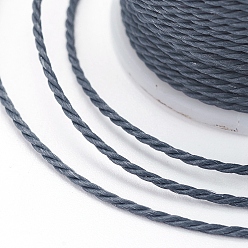 AceroAzul Cordón redondo de poliéster encerado, cordón encerado de taiwán, cuerda retorcida, acero azul, 1 mm, aproximadamente 12.02 yardas (11 m) / rollo