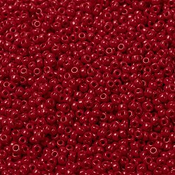 (RR408) Opaque Red Cuentas de rocailles redondas miyuki, granos de la semilla japonés, (rr 408) rojo opaco, 8/0, 3 mm, agujero: 1 mm aproximadamente 422~455 piezas / botella, 10 g / botella