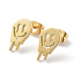 Golden 304 Stainless Steel Stud Earrings, Skull, Golden, 12x7mm