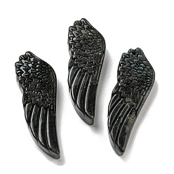 Labradorite Natural Labradorite Pendants, Carved Wing Charms, 56~59x19~22x7~10.5mm, Hole: 1.3mm