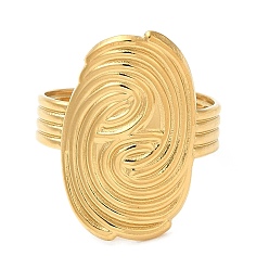 Chapado en Oro Real 18K Revestimiento de iones (ip) 304 anillo de puño abierto de vórtice de acero inoxidable para mujer, real 18 k chapado en oro, diámetro interior: 18 mm
