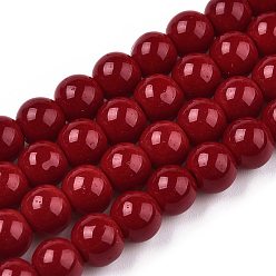 Rouge Foncé Perles de verre opaques de couleur unie, ronde, rouge foncé, 6~6.5mm, Trou: 1.4mm, Environ 67~70 pcs/chapelet, 14.76 pouces ~ 15.16 pouces (37.5~38.5 cm)