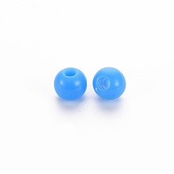 Bleu Ciel Foncé Perles acryliques opaques, ronde, bleu profond du ciel, 6x5mm, Trou: 1.8mm, environ4400 pcs / 500 g