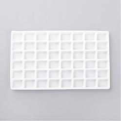 Blanco Bandejas de exhibición de la joyería de plástico, 48 compartimentos, blanco, 127x75x4 mm