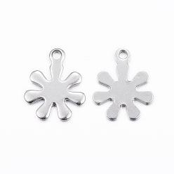 Stainless Steel Color 201 Stainless Steel Stamping Blank Tag Pendants, Flower, Stainless Steel Color, 11x9x1mm, Hole: 1mm