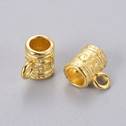 Oro Fianzas de tubo de aleación de estilo tibetano, fianzas de bucle, sin plomo y el cadmio, abalorios de fianza, columna, dorado, 9x7 mm, agujero: 2.5 mm