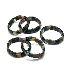 Indian Agate Natural Indian Agate Rectangle Beaded Stretch Bracelet, Gemstone Jewelry for Women , Inner Diameter: 2-1/8~2-1/4 inch(5.5~5.7cm)