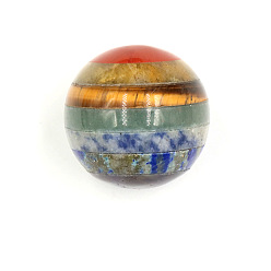 Mixed Stone 7 Chakra Gemstone Sphere Ball, Natural Gemstone No Hole Beads, Round, 25mm