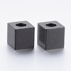 Electrophoresis Black 304 из нержавеющей стали бусы, кубические, электрофорез черный, 6x6x6 мм, отверстие : 3 мм