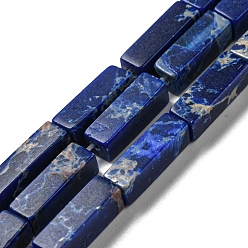 Bleu Foncé Brins de perles teintes en jaspe impérial synthétique, rectangle, bleu foncé, 13~13.5x4~4.5x4~4.5mm, Trou: 1.4mm, Environ 28~29 pcs/chapelet, 14.49''~14.96'' (36.8~38 cm)
