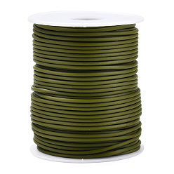 Olive Drab Hollow Pipe PVC Tubular Synthetic Rubber Cord, Wrapped Around White Plastic Spool, Olive Drab, 2mm, Hole: 1mm, about 54.68 yards(50m)/roll