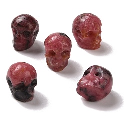Rhodonite Perles naturelles de rhodonite, Halloween crâne, 11~11.5x8.5~9x11~11.5mm, Trou: 0.9~1mm