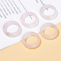 Cuarzo Rosa Anillos de dedo de banda lisa de cuarzo rosa natural, diámetro interior: 18~20 mm