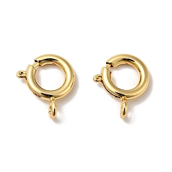 Real 18K Gold Plated Brass Spring Ring Clasps, Cadmium Free & Nickel Free & Lead Free, Real 18K Gold Plated, 12.5x10x2mm, Hole: 1.5mm