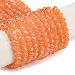 Orange Foncé Cuisson des brins de perles de verre transparentes peintes, imitation opalite, facette, ronde, orange foncé, 3.5x3mm, Trou: 0.7mm, Environ 117 pcs/chapelet, 14.17~14.37 pouce (36~36.5 cm)