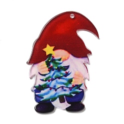 Gnome Рождественские тематические акриловые подвески, гном, 45x32x2 мм, отверстие : 1.4 мм