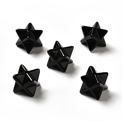 Obsidienne Des billes d'obsidienne naturelles, pas de trous / non percés, Merkaba Star, 14.5~15x14.5~15x14.5~15mm