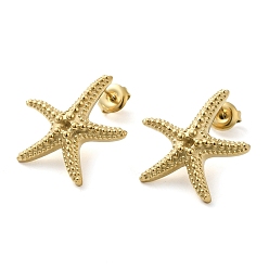 Real 14K Gold Plated 304 Stainless Steel Stud Earrings Findings, Starfish Earring Settings for Rhinestone, Real 14K Gold Plated, 23x22mm, Pin: 10x0.6mm, Fit for 2mm Rhinestone