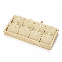 Beige Wood Covered with Microfiber Pendant Display Stands, 8 Slots Jewelry Holders, Rectangle, Beige, 11.15x22x2.4cm